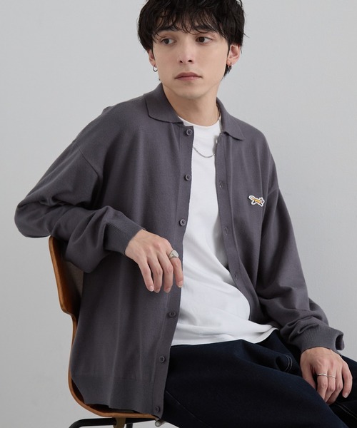 PENNEYS（ぺニーズ）の「PENNEYS/ぺニーズ 別注 THE FOX ロゴ ワンポイント刺繍  ベーシック ハイゲージ 長袖 ニットシャツカーディガン（カーディガン/ボレロ・メンズ・レッド系/ネイビー/ブラック/ダークグレー/ライトグレー・M/L/S）」の8枚目の写真