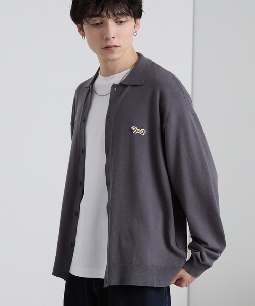 PENNEYS（ぺニーズ）の「PENNEYS/ぺニーズ 別注 THE FOX ロゴ ワンポイント刺繍  ベーシック ハイゲージ 長袖 ニットシャツカーディガン（カーディガン/ボレロ・メンズ・レッド系/ネイビー/ブラック/ダークグレー/ライトグレー・M/L/S）」の11枚目の写真