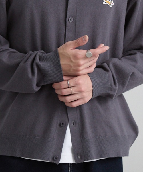 PENNEYS（ぺニーズ）の「PENNEYS/ぺニーズ 別注 THE FOX ロゴ ワンポイント刺繍  ベーシック ハイゲージ 長袖 ニットシャツカーディガン（カーディガン/ボレロ・メンズ・レッド系/ネイビー/ブラック/ダークグレー/ライトグレー・M/L/S）」の13枚目の写真