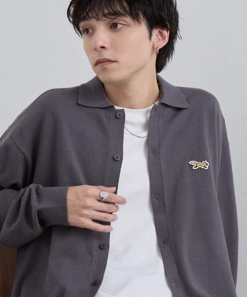 PENNEYS（ぺニーズ）の「PENNEYS/ぺニーズ 別注 THE FOX ロゴ ワンポイント刺繍  ベーシック ハイゲージ 長袖 ニットシャツカーディガン（カーディガン/ボレロ・メンズ・レッド系/ネイビー/ブラック/ダークグレー/ライトグレー・M/L/S）」の15枚目の写真