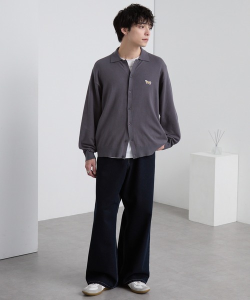 PENNEYS（ぺニーズ）の「PENNEYS/ぺニーズ 別注 THE FOX ロゴ ワンポイント刺繍  ベーシック ハイゲージ 長袖 ニットシャツカーディガン（カーディガン/ボレロ・メンズ・レッド系/ネイビー/ブラック/ダークグレー/ライトグレー・M/L/S）」の16枚目の写真