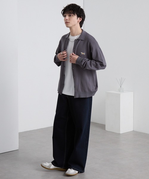 PENNEYS（ぺニーズ）の「PENNEYS/ぺニーズ 別注 THE FOX ロゴ ワンポイント刺繍  ベーシック ハイゲージ 長袖 ニットシャツカーディガン（カーディガン/ボレロ・メンズ・レッド系/ネイビー/ブラック/ダークグレー/ライトグレー・M/L/S）」の17枚目の写真