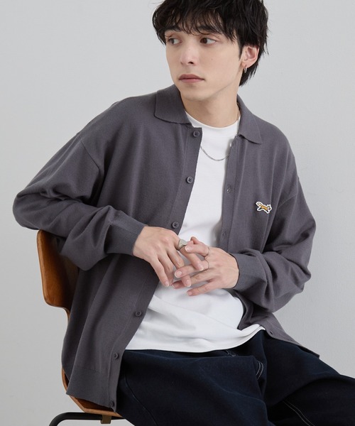 PENNEYS（ぺニーズ）の「PENNEYS/ぺニーズ 別注 THE FOX ロゴ ワンポイント刺繍  ベーシック ハイゲージ 長袖 ニットシャツカーディガン（カーディガン/ボレロ・メンズ・レッド系/ネイビー/ブラック/ダークグレー/ライトグレー・M/L/S）」の20枚目の写真