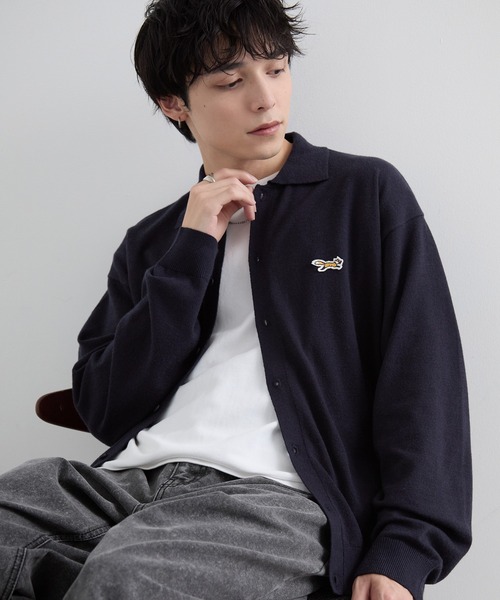 PENNEYS（ぺニーズ）の「PENNEYS/ぺニーズ 別注 THE FOX ロゴ ワンポイント刺繍  ベーシック ハイゲージ 長袖 ニットシャツカーディガン（カーディガン/ボレロ・メンズ・レッド系/ネイビー/ブラック/ダークグレー/ライトグレー・M/L/S）」の22枚目の写真