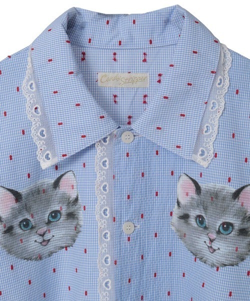 Candy Stripper（キャンディストリッパー）の「TINY CAT SHIRT ワンピース（シャツワンピース・レディース・ブラック/ライトブルー・FREE）」の22枚目の写真