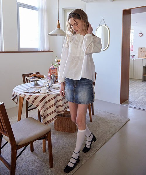 HAINT（ヘイント）の「EZEL VINTAGE MINI SKIRT_2COLORS_BLUE（スカート・レディース・その他・S/M/L）」の3枚目の写真