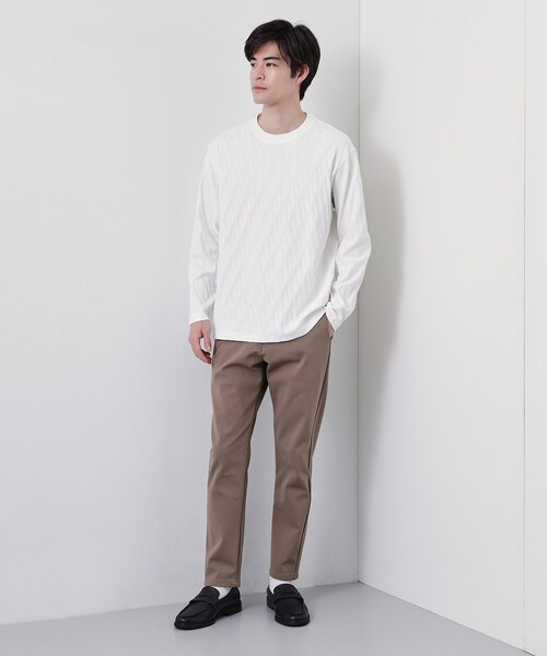 THE SHOP TK (ザ ショップ ティーケー )の「【立体感のある表情が上品】リンクスアーガイル長袖Tシャツ(Tシャツ/カットソー・メンズ・オフホワイト/ライトベージュ・04/03/02/01)」の5枚目の写真
