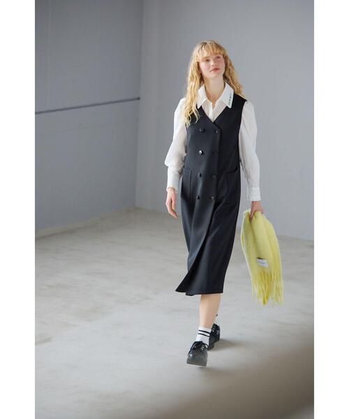 To b. by agnes b.（トゥービーバイアニエスベー）の「ダブルブレスト ジレ ワンピース（ワンピース・レディース・ブラック・36/40/38）」の2枚目の写真