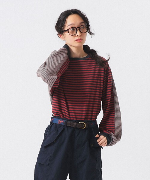 BEAMS BOY（ビームスボーイ）の「スウィッチ ボーダー ロングスリーブ（Tシャツ/カットソー・レディース・チャコールグレー/イエロー/ネイビー・1/2）」の11枚目の写真