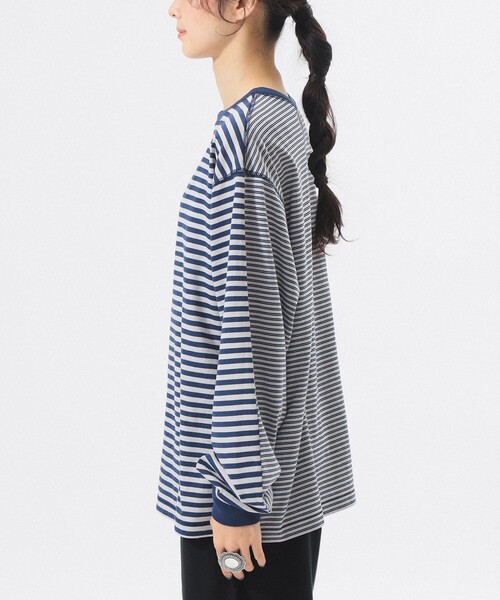 BEAMS BOY（ビームスボーイ）の「スウィッチ ボーダー ロングスリーブ（Tシャツ/カットソー・レディース・チャコールグレー/イエロー/ネイビー・1/2）」の18枚目の写真