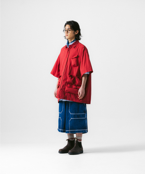ANGLAN(アングラン)の「Slather Utility Pocket Half Shirt - Red(シャツ/ブラウス・メンズ・その他・ONE SIZE)」の5枚目の写真
