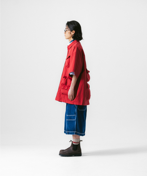 ANGLAN(アングラン)の「Slather Utility Pocket Half Shirt - Red(シャツ/ブラウス・メンズ・その他・ONE SIZE)」の6枚目の写真