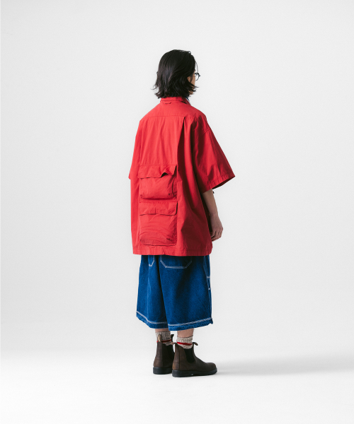 ANGLAN(アングラン)の「Slather Utility Pocket Half Shirt - Red(シャツ/ブラウス・メンズ・その他・ONE SIZE)」の7枚目の写真