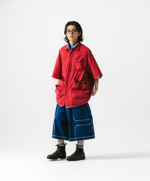 ANGLAN(アングラン)の「Slather Utility Pocket Half Shirt - Red(シャツ/ブラウス・メンズ・その他・ONE SIZE)」の8枚目の写真