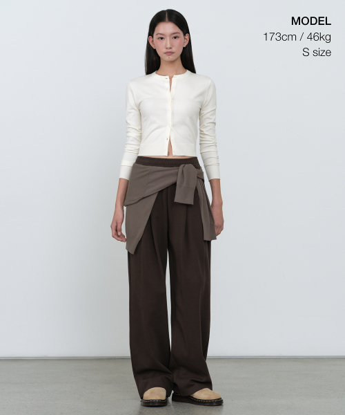 MUSINSA STANDARD WOMAN（ムシンサスタンダードウーマン）の「ウィメンズエッセンシャルスリムラウンドネックカーディガン[クリーム]（カーディガン/ボレロ・レディース・その他・X-SMALL/SMALL/MEDIUM/LARGE）」の3枚目の写真