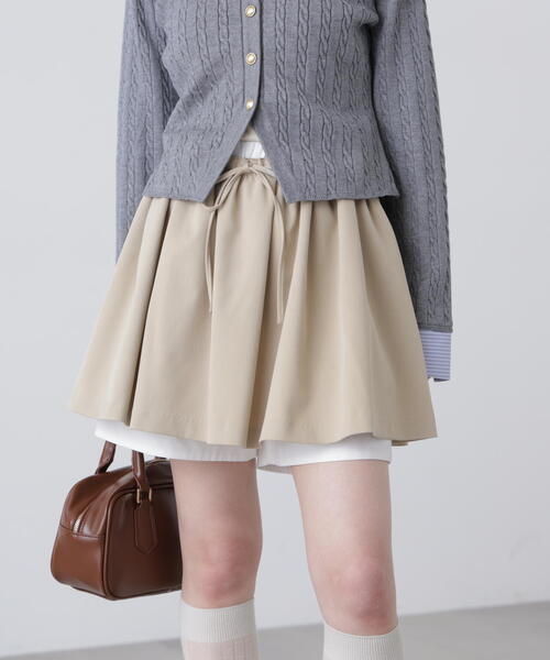 FREE'S MART（フリーズマート）の「◆インナーパンツ付レイヤードフレアミニスカート（スカート・レディース・ベージュ/グレー・FREE）」の2枚目の写真