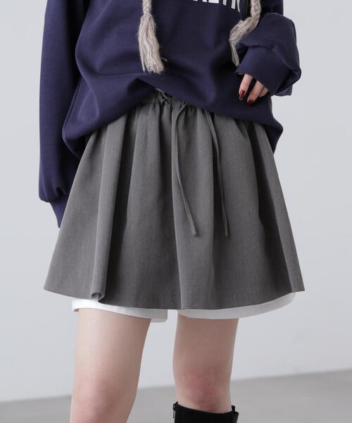FREE'S MART（フリーズマート）の「◆インナーパンツ付レイヤードフレアミニスカート（スカート・レディース・ベージュ/グレー・FREE）」の4枚目の写真