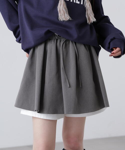 FREE'S MART（フリーズマート）の「◆インナーパンツ付レイヤードフレアミニスカート（スカート・レディース・ベージュ/グレー・FREE）」の5枚目の写真