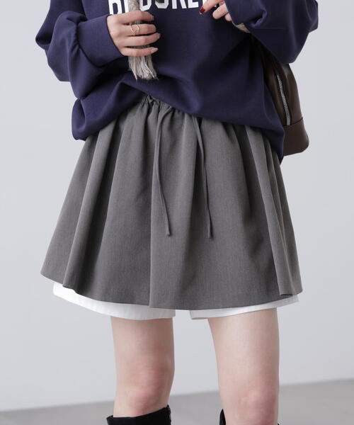 FREE'S MART（フリーズマート）の「◆インナーパンツ付レイヤードフレアミニスカート（スカート・レディース・ベージュ/グレー・FREE）」の6枚目の写真