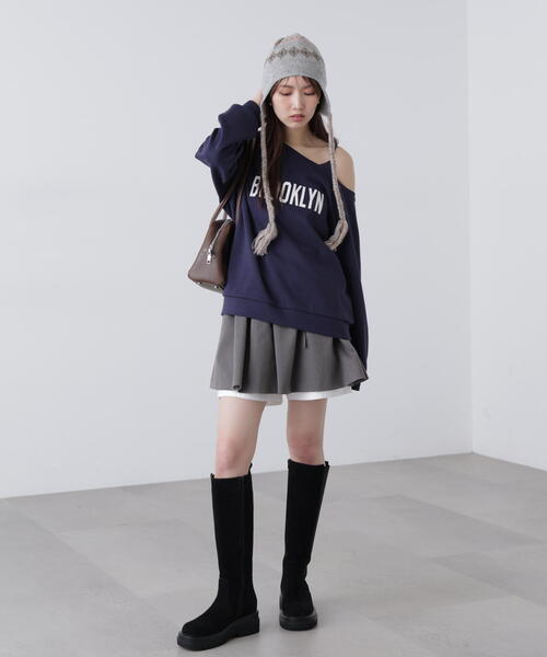 FREE'S MART（フリーズマート）の「◆インナーパンツ付レイヤードフレアミニスカート（スカート・レディース・ベージュ/グレー・FREE）」の7枚目の写真