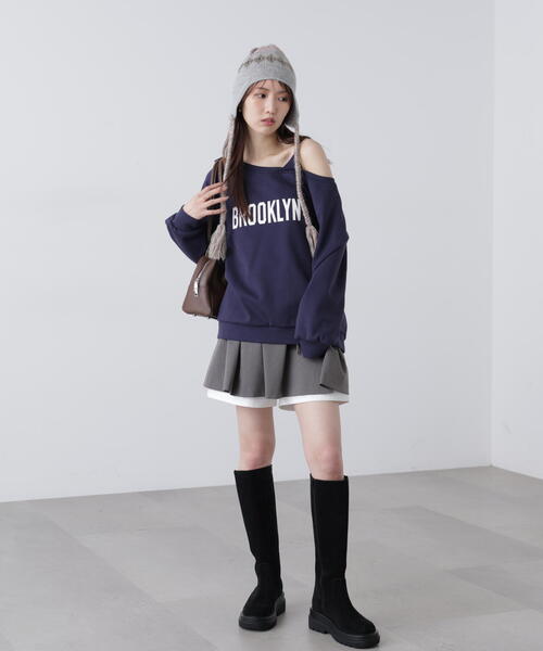 FREE'S MART（フリーズマート）の「◆インナーパンツ付レイヤードフレアミニスカート（スカート・レディース・ベージュ/グレー・FREE）」の9枚目の写真