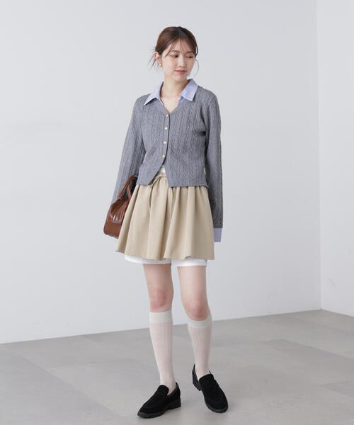 FREE'S MART（フリーズマート）の「◆インナーパンツ付レイヤードフレアミニスカート（スカート・レディース・ベージュ/グレー・FREE）」の16枚目の写真