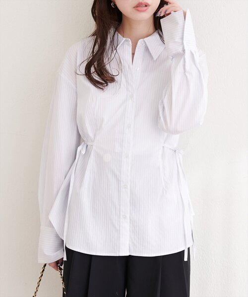 natural couture(ナチュラルクチュール)の「サイドリボンストライプシャツ(シャツ/ブラウス・レディース・ピンク系その他/ブルー系その他/ベージュ系その他/ホワイト系その他・FREE)」の17枚目の写真
