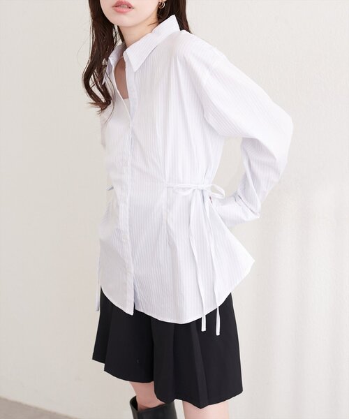 natural couture(ナチュラルクチュール)の「サイドリボンストライプシャツ(シャツ/ブラウス・レディース・ピンク系その他/ブルー系その他/ベージュ系その他/ホワイト系その他・FREE)」の18枚目の写真