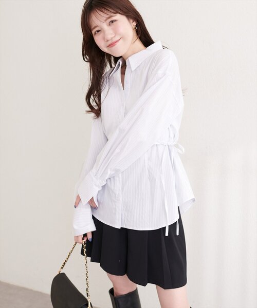 natural couture(ナチュラルクチュール)の「サイドリボンストライプシャツ(シャツ/ブラウス・レディース・ピンク系その他/ブルー系その他/ベージュ系その他/ホワイト系その他・FREE)」の19枚目の写真