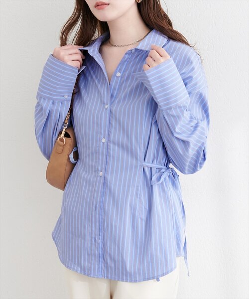 natural couture(ナチュラルクチュール)の「サイドリボンストライプシャツ(シャツ/ブラウス・レディース・ピンク系その他/ブルー系その他/ベージュ系その他/ホワイト系その他・FREE)」の22枚目の写真