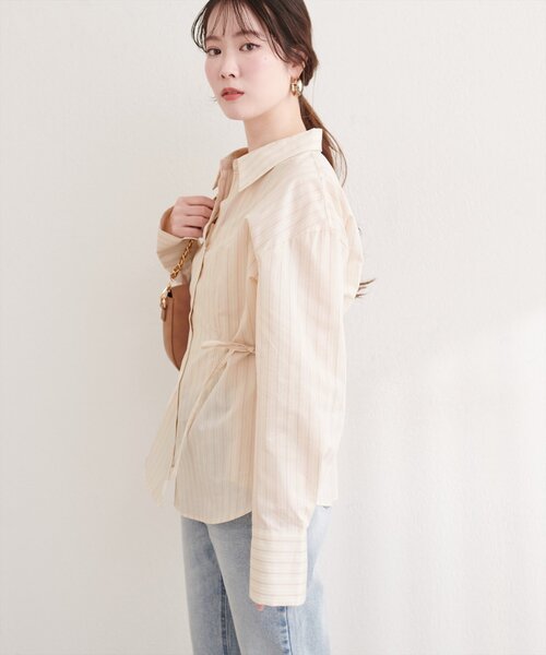 natural couture(ナチュラルクチュール)の「サイドリボンストライプシャツ(シャツ/ブラウス・レディース・ピンク系その他/ブルー系その他/ベージュ系その他/ホワイト系その他・FREE)」の6枚目の写真