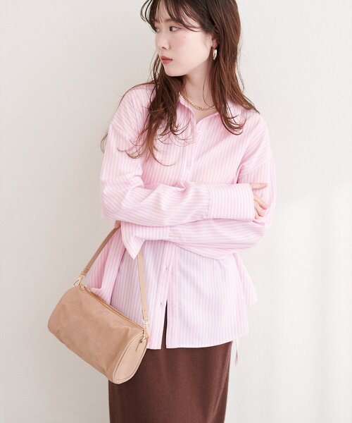 natural couture(ナチュラルクチュール)の「サイドリボンストライプシャツ(シャツ/ブラウス・レディース・ピンク系その他/ブルー系その他/ベージュ系その他/ホワイト系その他・FREE)」の14枚目の写真