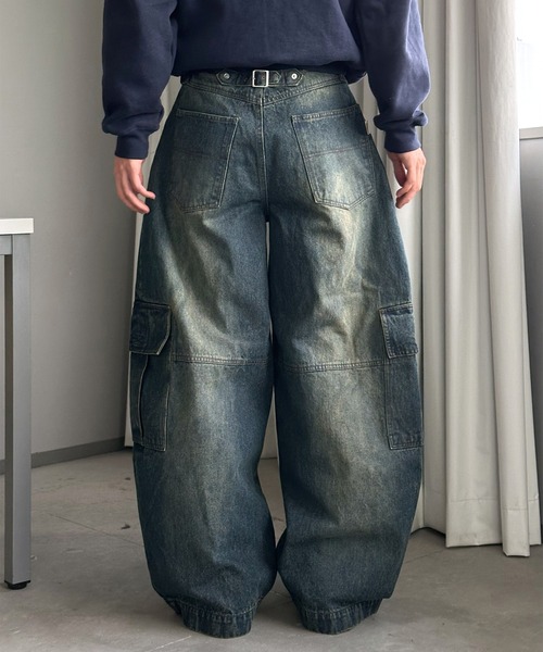 Perushu（ペルーシュ）の「WIDE SWITCHING CARGO PANTS／ワイド切り替えカーゴパンツ（その他パンツ・メンズ・その他/インディゴブルー・MEDIUM/LARGE/SMALL）」の5枚目の写真