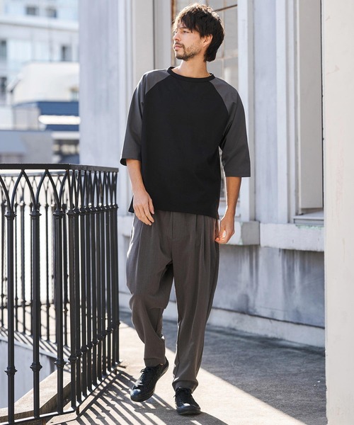 CAMBIO(カンビオ)の「mlt5581- COOLMAX Raglan 3-4 Sleeve Tee ラグランスリーブTシャツ(2026GIM-009)(Tシャツ/カットソー・メンズ・チャコールグレー×ブラック/ブラック×グレー/ホワイト×グレー・S/M/L)」の7枚目の写真