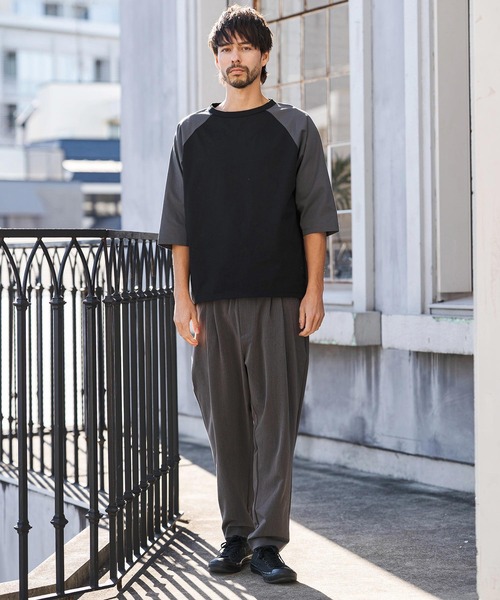 CAMBIO(カンビオ)の「mlt5581- COOLMAX Raglan 3-4 Sleeve Tee ラグランスリーブTシャツ(2026GIM-009)(Tシャツ/カットソー・メンズ・チャコールグレー×ブラック/ブラック×グレー/ホワイト×グレー・S/M/L)」の8枚目の写真