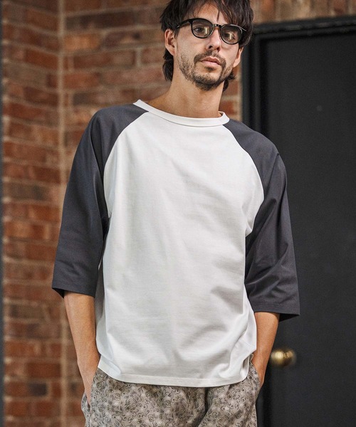 CAMBIO(カンビオ)の「mlt5581- COOLMAX Raglan 3-4 Sleeve Tee ラグランスリーブTシャツ(2026GIM-009)(Tシャツ/カットソー・メンズ・チャコールグレー×ブラック/ブラック×グレー/ホワイト×グレー・S/M/L)」の9枚目の写真