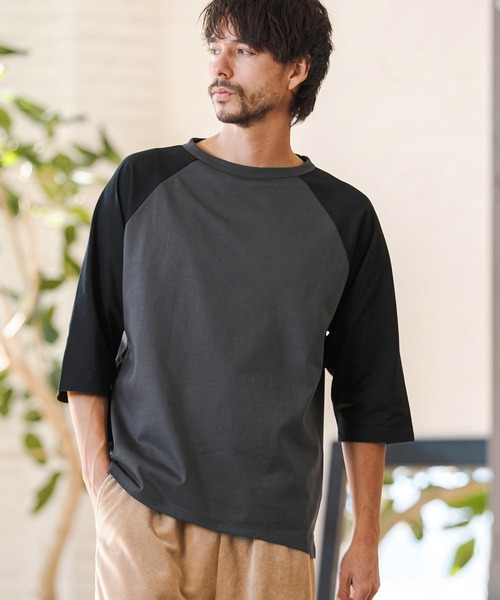 CAMBIO(カンビオ)の「mlt5581- COOLMAX Raglan 3-4 Sleeve Tee ラグランスリーブTシャツ(2026GIM-009)(Tシャツ/カットソー・メンズ・チャコールグレー×ブラック/ブラック×グレー/ホワイト×グレー・S/M/L)」の15枚目の写真
