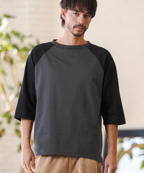 CAMBIO(カンビオ)の「mlt5581- COOLMAX Raglan 3-4 Sleeve Tee ラグランスリーブTシャツ(2026GIM-009)(Tシャツ/カットソー・メンズ・チャコールグレー×ブラック/ブラック×グレー/ホワイト×グレー・S/M/L)」の16枚目の写真