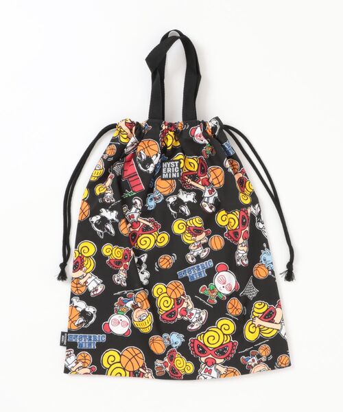 HYSTERIC MINI（ヒステリックミニ）の「HYSTERIC MINI HOOPS総柄 体操着入れ（その他小物・キッズ・ホワイト系その他/ブラック系その他/レッド系その他・FREE）」の2枚目の写真