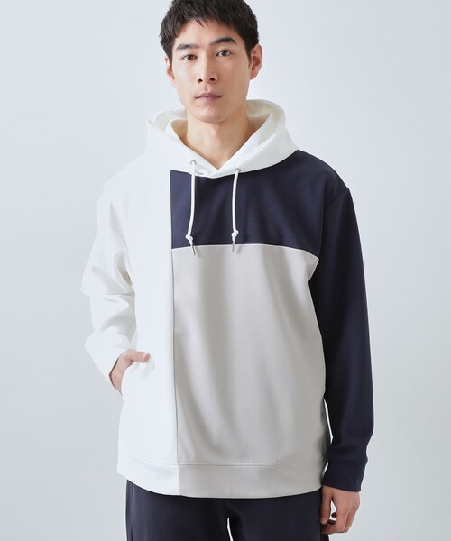 THE SHOP TK (ザ ショップ ティーケー )の「【大人の為の絶妙バランス】パネル切替パーカ 濯機機OK(パーカー・メンズ・ホワイト系8/ホワイト系7・02/03/04)」の1枚目の写真