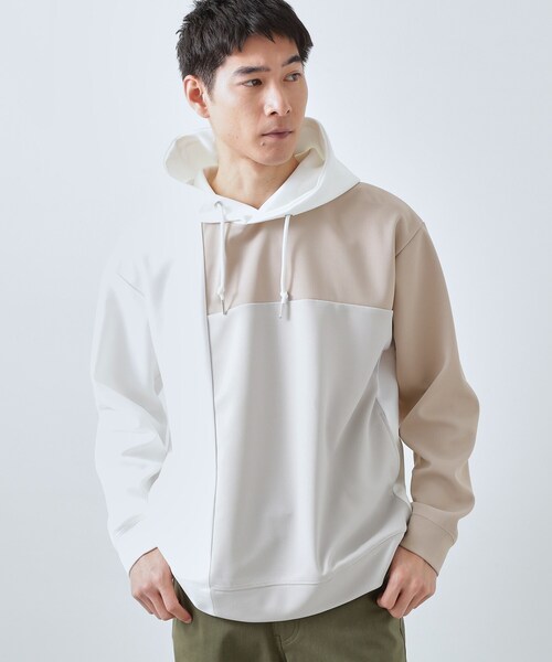 THE SHOP TK (ザ ショップ ティーケー )の「【大人の為の絶妙バランス】パネル切替パーカ 濯機機OK(パーカー・メンズ・ホワイト系8/ホワイト系7・02/03/04)」の2枚目の写真