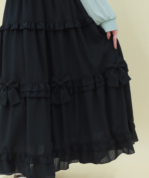 axes femme POETIQUE(アクシーズファムポエティック)の「シアーギンガムティアードSK(スカート・レディース・ミント/ブラック/ピンク・MEDIUM)」の8枚目の写真