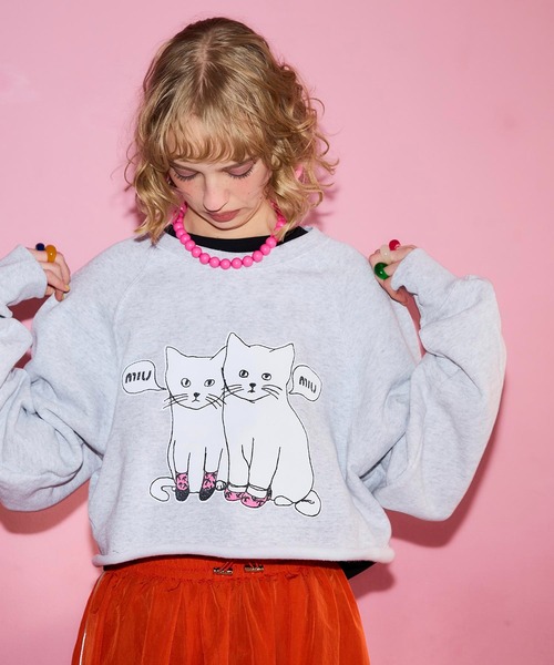 Cepica(セピカ)の「【BLACK SCORE】MIUMIU CATS CROPPED SWEATSHIRTS(Tシャツ/カットソー・レディース・グレー・FREE)」の15枚目の写真