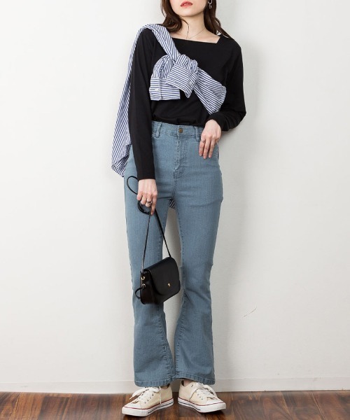 aity(アイティ)の「M-5L コットンスクエアネック無地カットソー 夏服(Tシャツ/カットソー・レディース・ブラック/オフホワイト/グレイッシュベージュ/チャコールグレー/モカ・M~L/4L~5L/LL~3L)」の19枚目の写真
