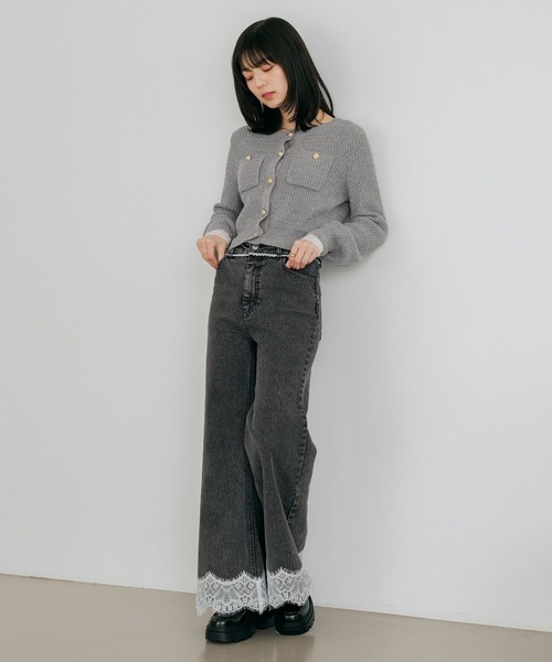 Heather(ヘザー)の「レースフレアデニムパンツ 654882(デニムパンツ・レディース・グレー/ワンウォッシュ/ライトブルー・S/M)」の6枚目の写真