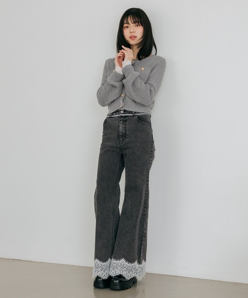 Heather(ヘザー)の「レースフレアデニムパンツ 654882(デニムパンツ・レディース・グレー/ワンウォッシュ/ライトブルー・S/M)」の7枚目の写真