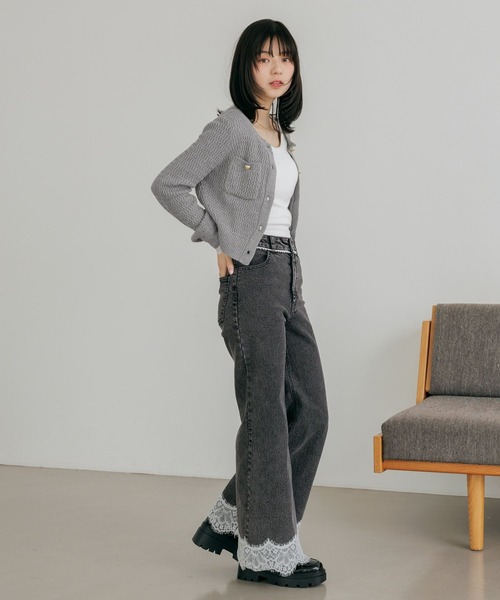 Heather(ヘザー)の「レースフレアデニムパンツ 654882(デニムパンツ・レディース・グレー/ワンウォッシュ/ライトブルー・S/M)」の8枚目の写真