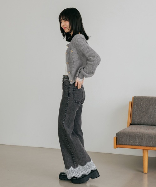 Heather(ヘザー)の「レースフレアデニムパンツ 654882(デニムパンツ・レディース・グレー/ワンウォッシュ/ライトブルー・S/M)」の9枚目の写真