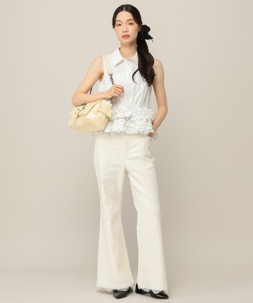 Heather（ヘザー）の「【身長別デニム】レースフレアデニムパンツ　654882（デニムパンツ・レディース・グレー/ワンウォッシュ/ライトブルー/アイボリー・S/M/XS/LONG）」の7枚目の写真