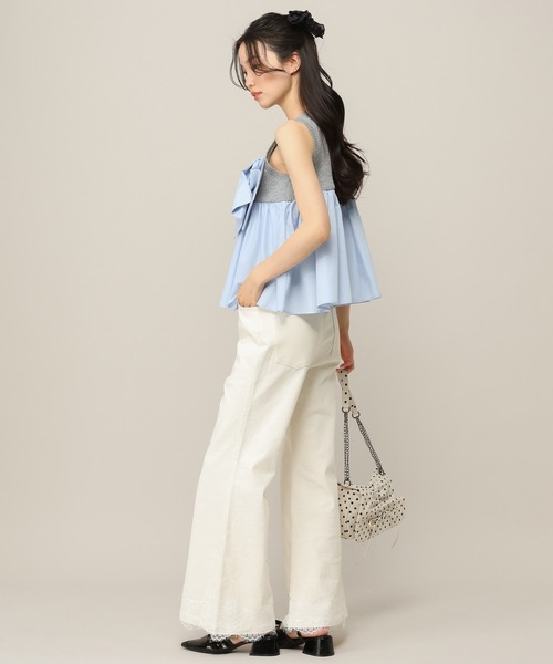 Heather（ヘザー）の「【身長別デニム】レースフレアデニムパンツ　654882（デニムパンツ・レディース・グレー/ワンウォッシュ/ライトブルー/アイボリー・S/M/XS/LONG）」の12枚目の写真